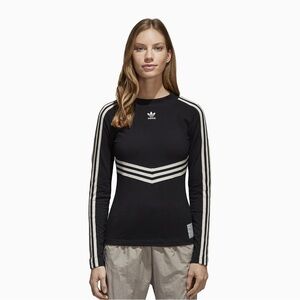 Adidas Women's Black and White Long Sleeve Tee